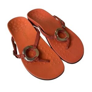 Vionic Karina Sandals Orthopedic Flip Flop Thong Metal Ring Accent Comfort Beach